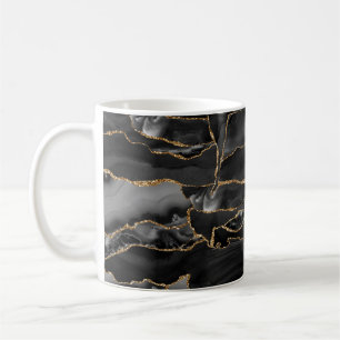 Black and Gold Glitzer Agate Kaffeetasse