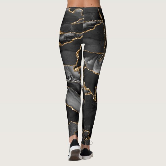 Black and Gold Glitzer Agate Leggings (Rückseite)