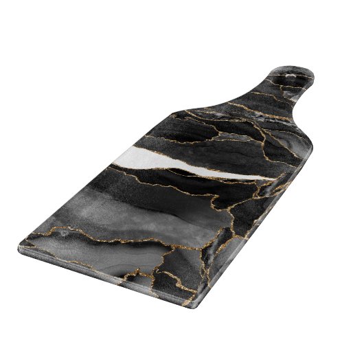Black and Gold Glitzer Agate Schneidebrett (Ecke)