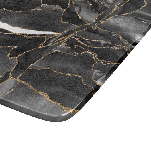 Black and Gold Glitzer Agate Schneidebrett (Ecke)