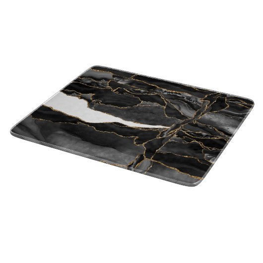 Black and Gold Glitzer Agate Schneidebrett (Ecke)