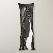 Black and Gold Glitzer Agate Seitenschläferkissen (Rückseite (Vertikal))