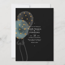 Black and Gold Glitzer Balloon Wedding