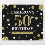 Black and Gold Glitzer Confetti Birthday Bierflaschenetikett (Einzelnes Label)