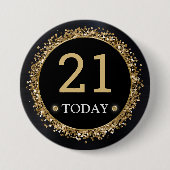 Black and Gold Glitzer Confetti Birthday Button (Vorderseite)