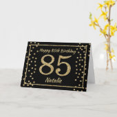 Black and Gold Glitzer Confetti Card zum 85. Gebur Karte (Gelbe Blume)