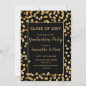 Black and Gold Glitzer Confetti Graduation Party Einladung (Vorderseite)