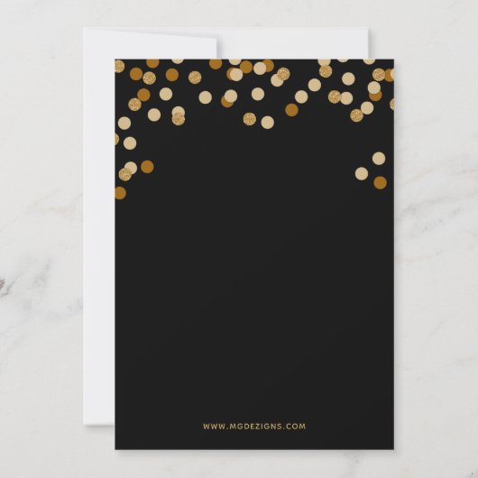 Black and Gold Glitzer Confetti Graduation Party Einladung (Rückseite)