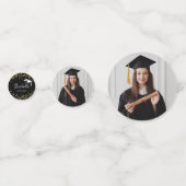 Black and Gold Glitzer Dust Abschluss Vielen Dank Konfetti (Rückseiten)