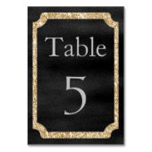 Black and Gold Glitzer Event Tischnummer (Vorderseite)