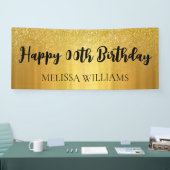 Black and Gold Glitzer Happy Birthday Banner (Messe)