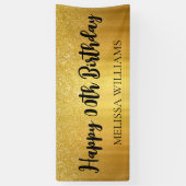 Black and Gold Glitzer Happy Birthday Banner (Vertikal)