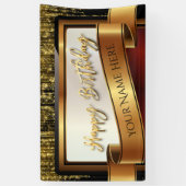 Black and Gold Glitzer Happy Birthday Banner (Vertikal)