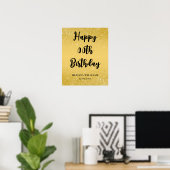 Black and Gold Glitzer Happy Birthday Poster (Heimbüro)
