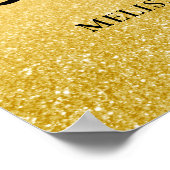 Black and Gold Glitzer Happy Birthday Poster (Ecke)