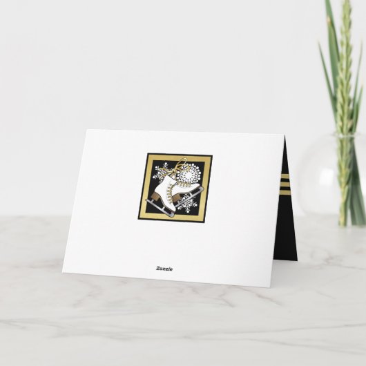 Black and Gold Glitzer Ice Skaten Danke, dass Sie  Dankeskarte (Rückseite)