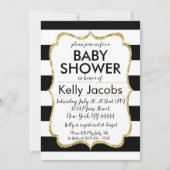 Black and Gold Glitzer Kinderdusche Einladung (Vorderseite)