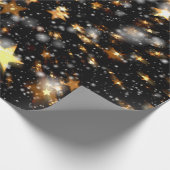 Black and Gold Glitzer Stars Weihnachten Geschenkpapier (Ecke)
