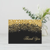 Black and Gold Glitzer Wedding Dankeschön Card Dankeskarte (Stehend Vorderseite)