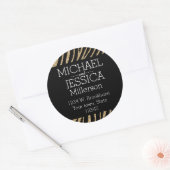 Black and Gold Glitzer Zebra Personalisierte Adres Runder Aufkleber (Umschlag)
