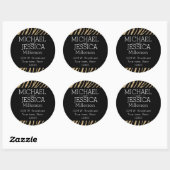 Black and Gold Glitzer Zebra Personalisierte Adres Runder Aufkleber (Blatt)