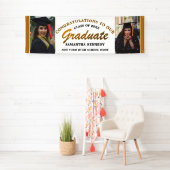 Black and Gold Glückwunschs Grad 2 Foto Abschluss Banner (Insitu)