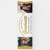 Black and Gold Glückwunschs Grad 2 Foto Abschluss Banner (Vertikal)
