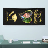 Black and Gold Glückwunschs Graduate Foto Abschlus Banner (Messe)