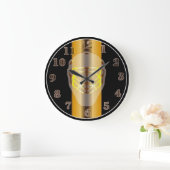 Black and Gold Goalie Mask Hockey Wall Clock Große Wanduhr (Zuhause)