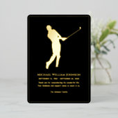 Black and Gold Golf Player Folieneinladung (Stehend vorne)