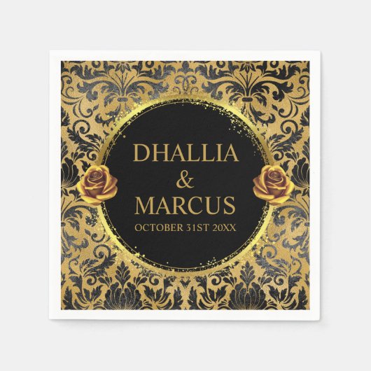 Black And Gold Goth Pattern Serviette (Vorderseite)