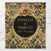 Black And Gold Goth Pattern  Weinetikett (Einzelnes Label)