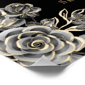 Black and Gold Goth Rose Lights Hochzeitszeichen Poster (Ecke)