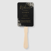 Black and Gold Gothic Floral Wedding Program Fächer (Vorderseite)