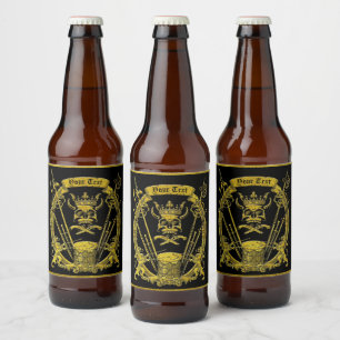 Black and Gold Gothic Tribal Style Bierflaschenetikett