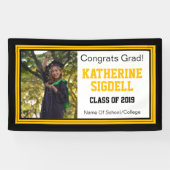 Black and Gold Grad One Foto Banner (Horizontal)