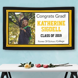 Black and Gold Grad One Foto Banner