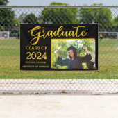Black and Gold Graduate Class of 2024 Custom Foto Banner (Insitu)