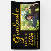 Black and Gold Graduate Class of 2024 Custom Foto Banner (Vertikal)