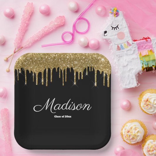 Black and Gold Graduation Party Class of 2025 Pappteller (Party)