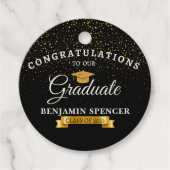 "Black and Gold Graduation Party" - Gefälligkeitsb Geschenkanhänger (Vorderseite)