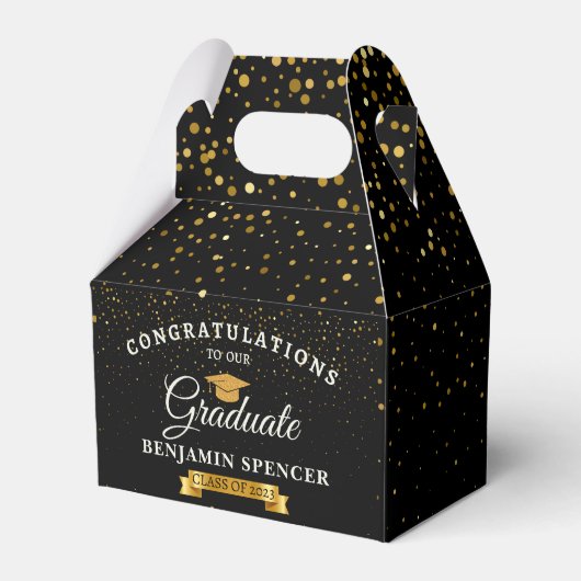 "Black and Gold Graduation Party" - Gefälligkeitsb Geschenkschachtel (Vorderseite)