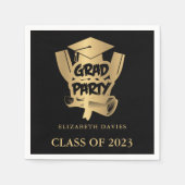 Black and Gold Graduierungsparty Serviette (Vorderseite)