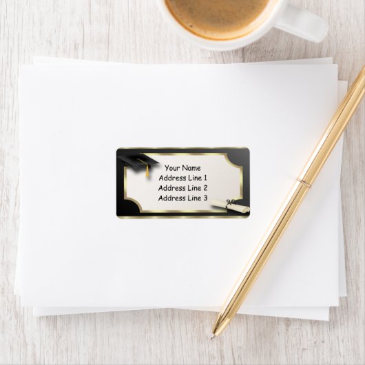 Black and Gold Grauation Address Labels Adressaufkleber (Insitu)