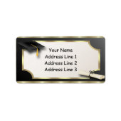 Black and Gold Grauation Address Labels Adressaufkleber (Vorne)