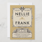 Black and Gold Great Gatsby Hochzeit Einladungen (Vorderseite)