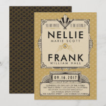 Black and Gold Great Gatsby Hochzeit Einladungen