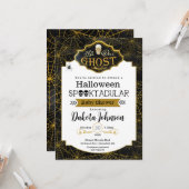 Black and Gold Halloween Baby Showeinladung Karte (Vorderseite/Rückseite Beispiel)