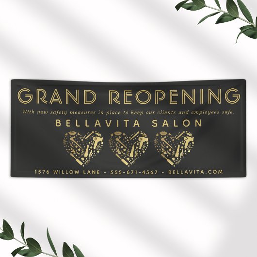 Black and Gold Heart Salon Business Banner