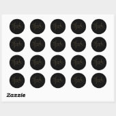 Black and Gold Heart Script Vielen Dank Runder Aufkleber (Blatt)